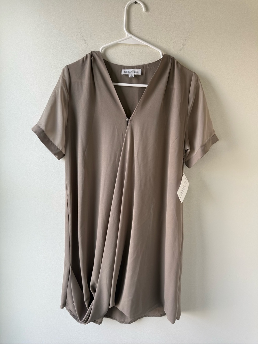 Stella Luce Taupe Draped V-Neck Tunic
